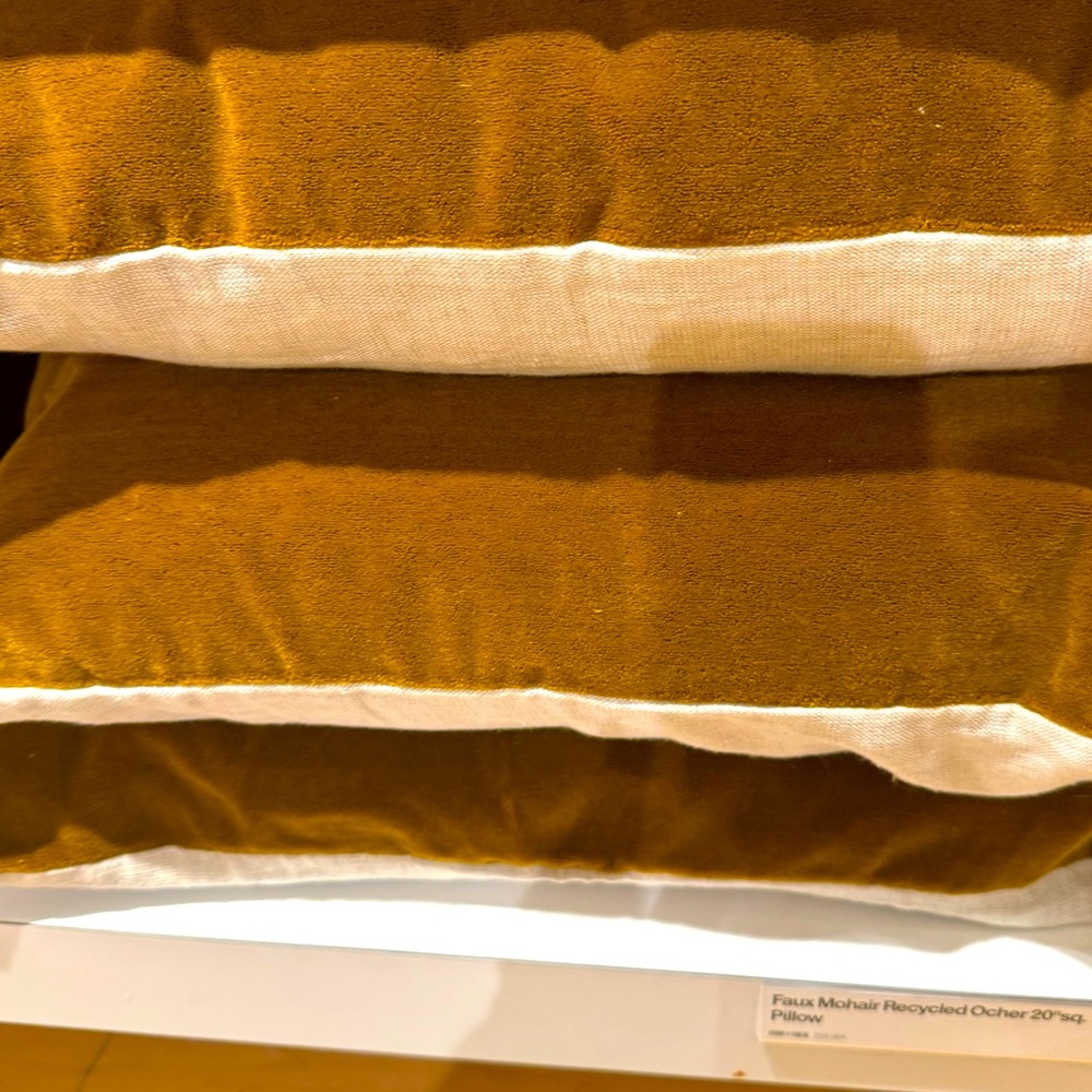 Crate and Barrel : Faux Mohair Recycled 20"x20" Ocher Throw Pillow Cover